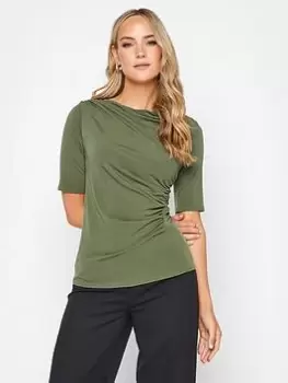 Image of Long Tall Sally Khaki Draped Ls Top, Green, Size 18, Women