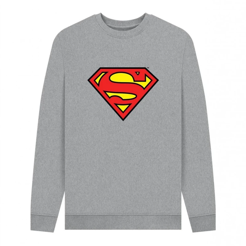 Image of Superman Mens Official Shield Sweatshirt in Light Grey Size: Small Light Grey Male S