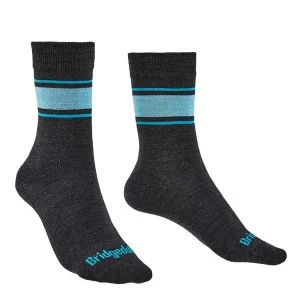 Image of Bridgedale EVERYDAY Sock / Liner Merino Performance Womens - Medium Dk Grey / Blue