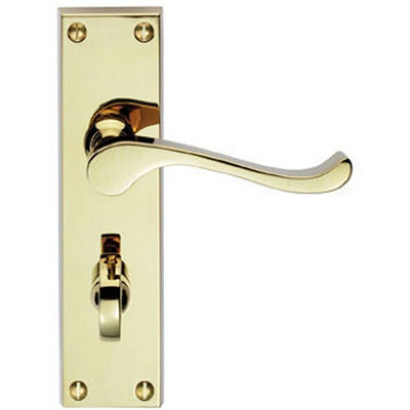 Image of Loops PAIR Victorian Scroll Handle on Bathroom Backplate 155 x 41mm Polished Brass Metallics