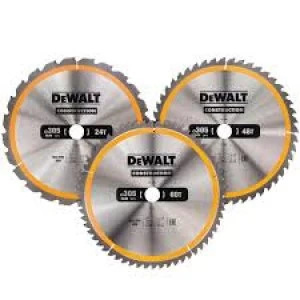 Image of DEWALT 3 Piece 305mm Construction Circular Saw Blade Set 305mm Assorted Teeth 30mm