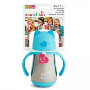 Image of Munchkin Cool Cat Stainless Steel Straw Cup Sky 237ml (8oz)
