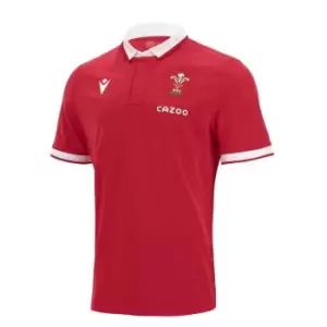 Image of Macron Wales Home Short Sleeve Classic Rugby Shirt 2021 2022 - Red