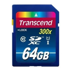 Image of Transcend UHS-I 300x Premium 64GB Secure Digital Extended-Capacity Flash Card Class 10