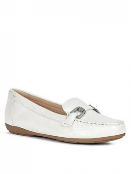 Image of Geox Annytah Leather Loafer - White, Size 4, Women