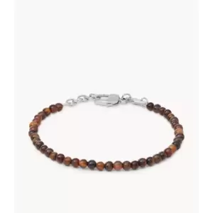Image of Fossil Mens Tiger's Eye Beaded Bracelet - Brown