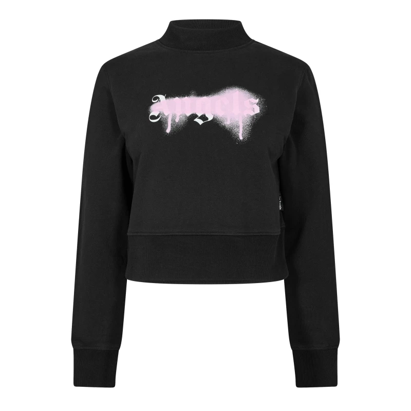 Image of Palm Angels Womens Crew Sweatshirt Black Pink female 6 (2XS)