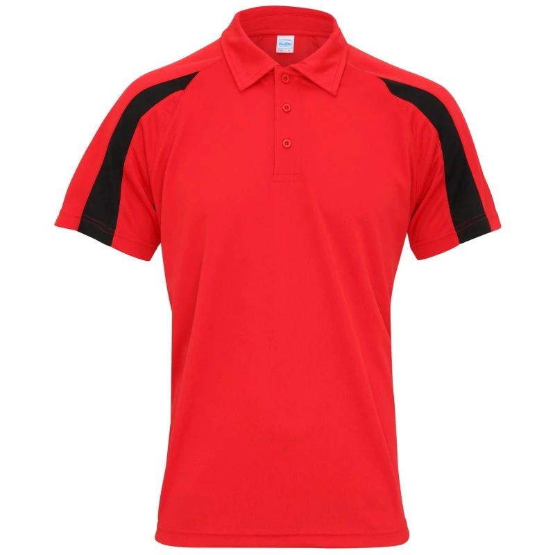 Image of AWDis AWDis Men Just Cool Short Sleeve Contrast Panel Polo Shirt in Red Size: Small Red S Male 5054171832408