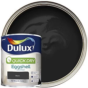 Image of Dulux Quick Dry Black Eggshell Low Sheen Paint 750ml