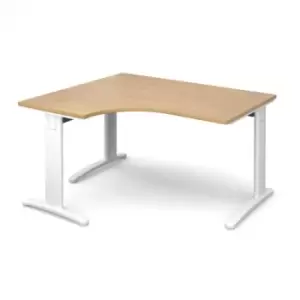 Image of Office Desk Left Hand Corner Desk 1400mm Oak Top With White Frame 1200mm Depth TR10 TDEL14WO