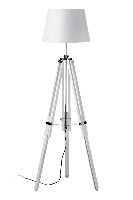 Image of Premier Housewares Jasper White Wood Floor Lamp with EU Plug White