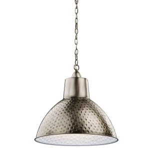 Image of 1 Light Dome Ceiling Pendant Light Pewter, E27