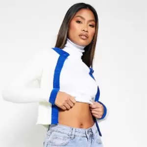 Image of I Saw It First Boucle Knit Contrast Cardigan - White