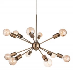 Image of 12 Light Multi Arm Ceiling Pendant Antique Brass, E27