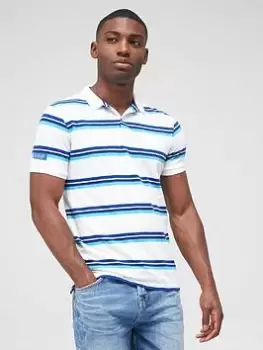 Image of Superdry Vintage Stripe Polo Shirt - White Size M Men