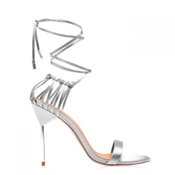 Image of Reiss Zhane Satin Strap Heeled Sandals - Mint Satin