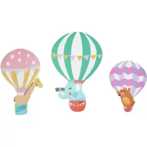 Image of Fantasy Fields Hot Air Balloon Set of 3 Wall Hook Nursery Room Decor Pastel TD-13125A - Blue/ Multi-color