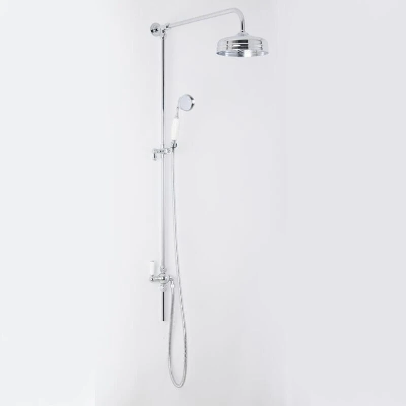 Image of Milano Hudson Reed Victorian Grand Shower Riser Kit with Diverter with Fixed Shower Head and Handset - Chrome sbrr002cw