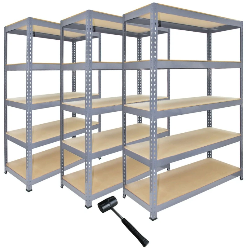 Image of MONSTER RACKING Monster Shop - 3 x Grey Racking Bay Unit 5 Tier Heavy Duty Steel Metal 200kg 5055986106050