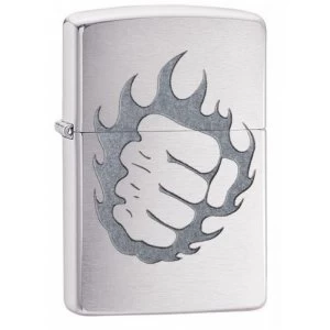 Image of Zippo Flaming Fist Classic Brushed Chrome