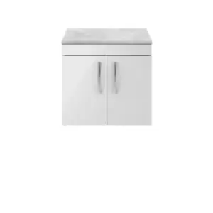 Image of Nuie Athena 600 Wall Hung 2-door Vanity & Bellato Grey Worktop - Gloss Grey Mist