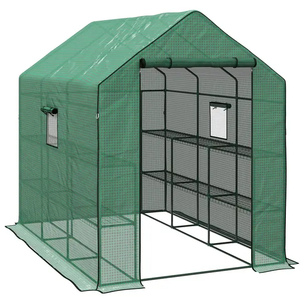 Image of Walk-in Outdoor Green House with Door and Mesh Windows
