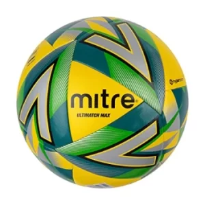 Image of Mitre Ultimatch Max Match Ball Yellow/Silver/Green/Black 5