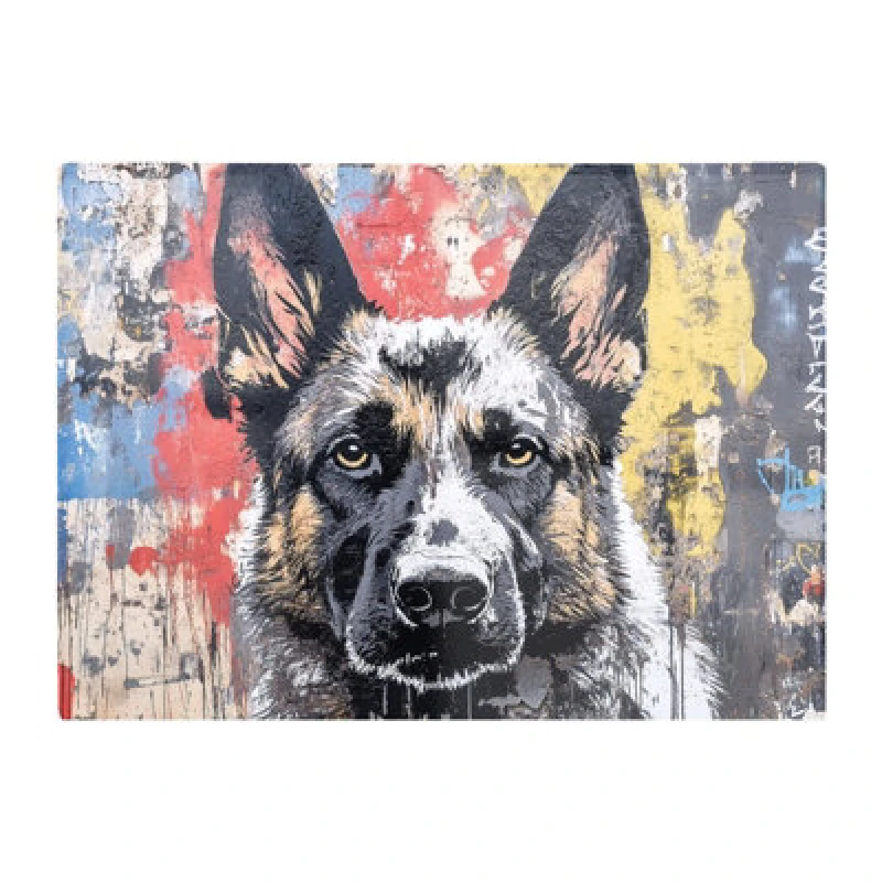 Image of Warren Reed Designer Banksy Inspired German Shepherd Chopping Board
