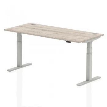 Image of Trexus Sit Stand Desk With Cable Ports Silver Legs 1800x800mm Grey Oak