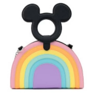 Image of Loungefly Disney Mickey Mouse Pastel Rainbow Handle Cross Body Bag