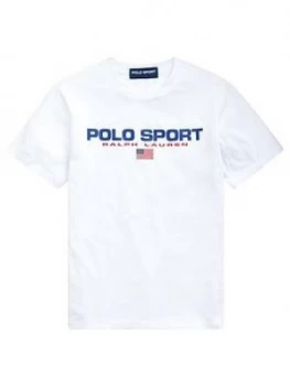 Image of Ralph Lauren Boys Short Sleeve Polo Sport T-Shirt - White, Size 6 Years