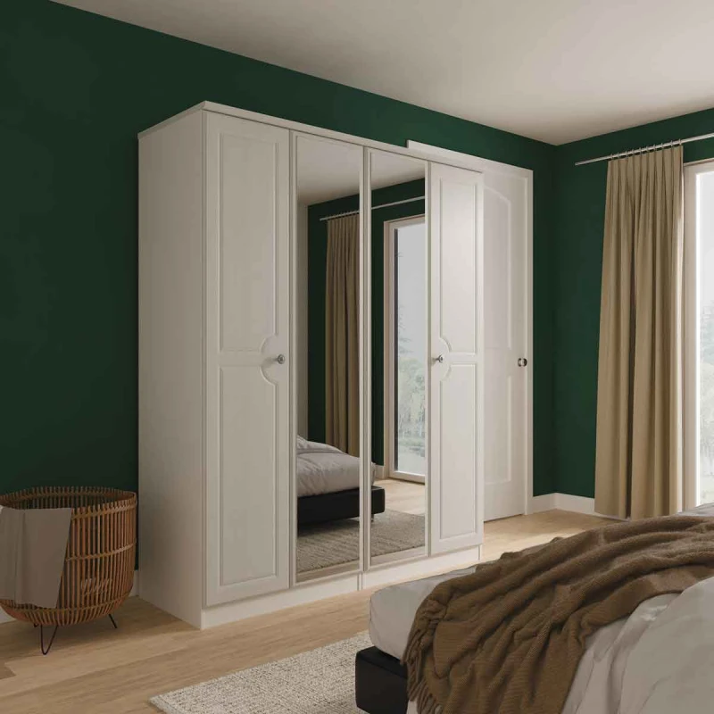 Image of Welcome Furniture Ltd Pembroke 4 Door Double Mirror Wardrobe in Grey Ash - Ready Assembled, Grey PEM189GA