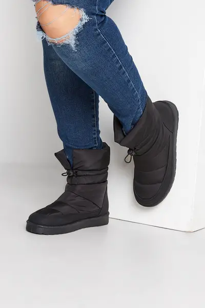 Image of Yours Wide & Extra Wide Fit Snow Boots Black