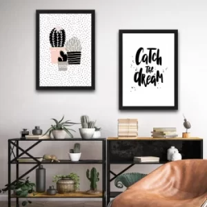 Image of Catch The Dream Set Multicolor Decorative Framed Painting (2 Pieces)