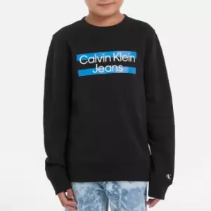 Image of Calvin Klein Boys' Maxi Block Logo Cotton-Blend Sweatshirt - 10 Years
