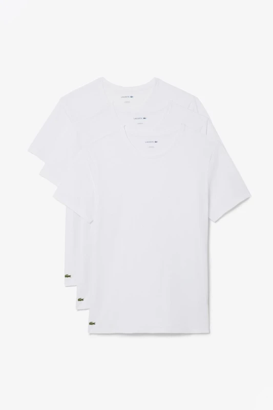 Image of Lacoste 3 Pack Crew Lounge T-Shirts White L