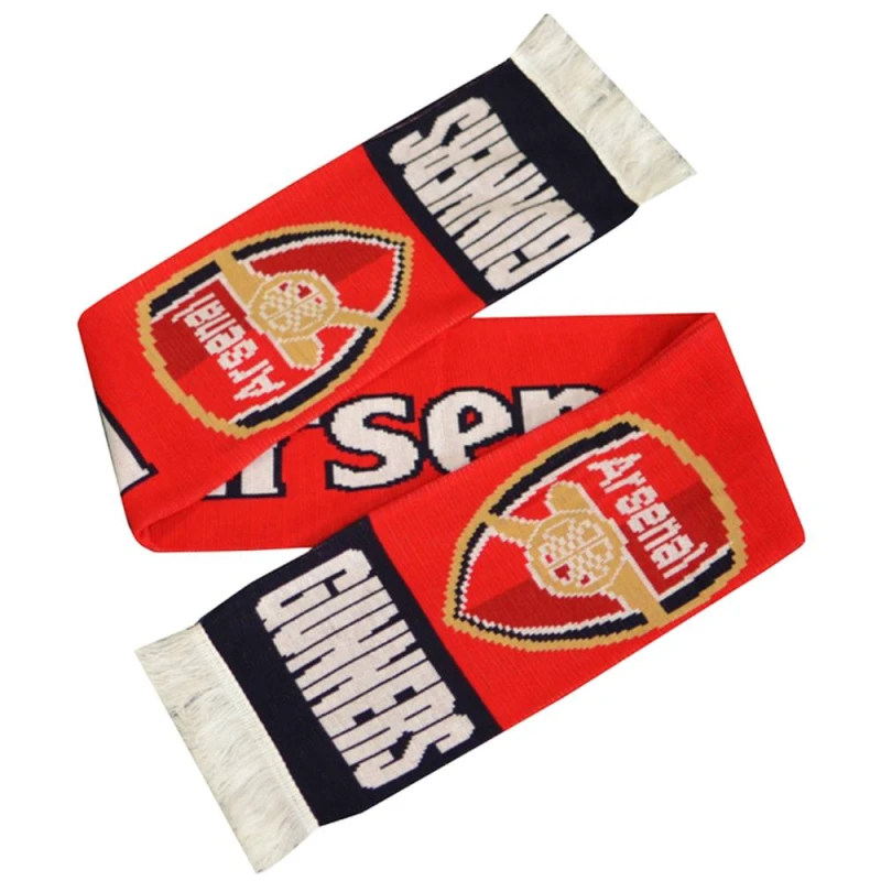 Image of Arsenal FC Mens Gunners Knitted Jacquard Scarf in Red Red Male One Size