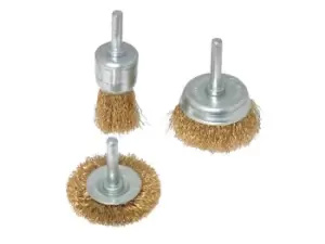 Image of Silverline 985332 Brassed Steel Wire Wheel Cup Brush Set 3pce