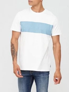 Image of Ted Baker Squishh Placement Chest Stripe T-Shirt - Blue, Size 7, Men