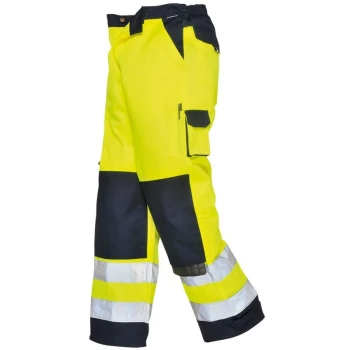 Image of Portwest - TX51YNTXL - sz XL Lyon Hi-Vis Trousers - Yellow/Navy