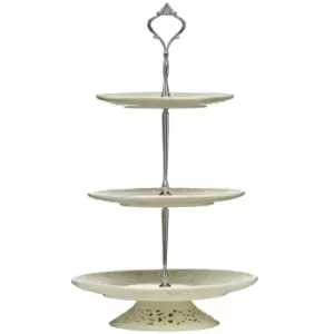 Image of Premier Housewares 3-Tier Ceramic Lace Cake Plate