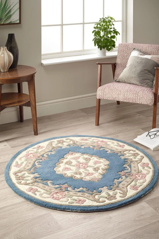 Image of Origin 'Shensi' Rug in Blue Size: 120cm diameter Blue Unisex 120cm diameter