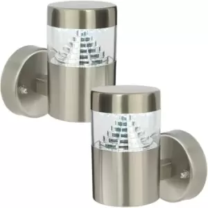 Image of 2 PACK IP44 Outdoor Wall Light Brushed Steel LED Lamp Stepped Outdoor Garden