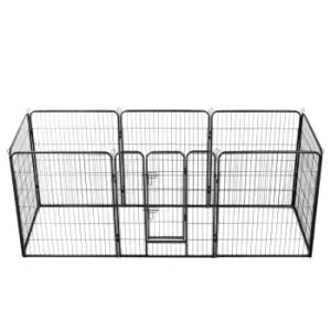 Image of Vidaxl Dog Playpen 8 Panels Steel 80X100 Cm Black