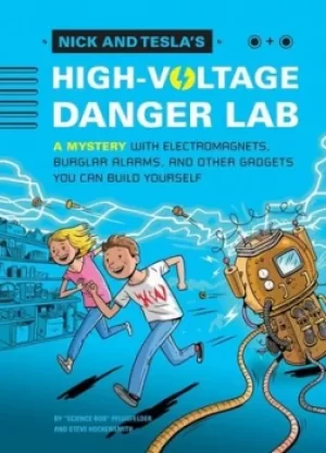 Image of Nick and Teslas high-voltage danger lab by Bob Pflugfelder