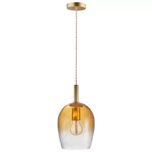 Image of Uma 18cm Dome Pendant Ceiling Light Amber, E27