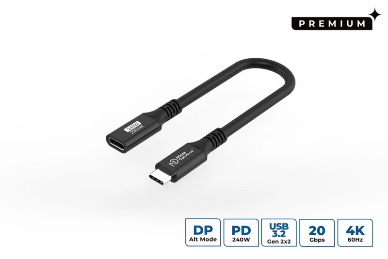 Image of Microconnect USB3.2CC015EX USB cable USB 3.2 Gen 2x2 0.15 m USB C Blac