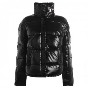 Image of Champion Neck Logo Down Jacket - Black