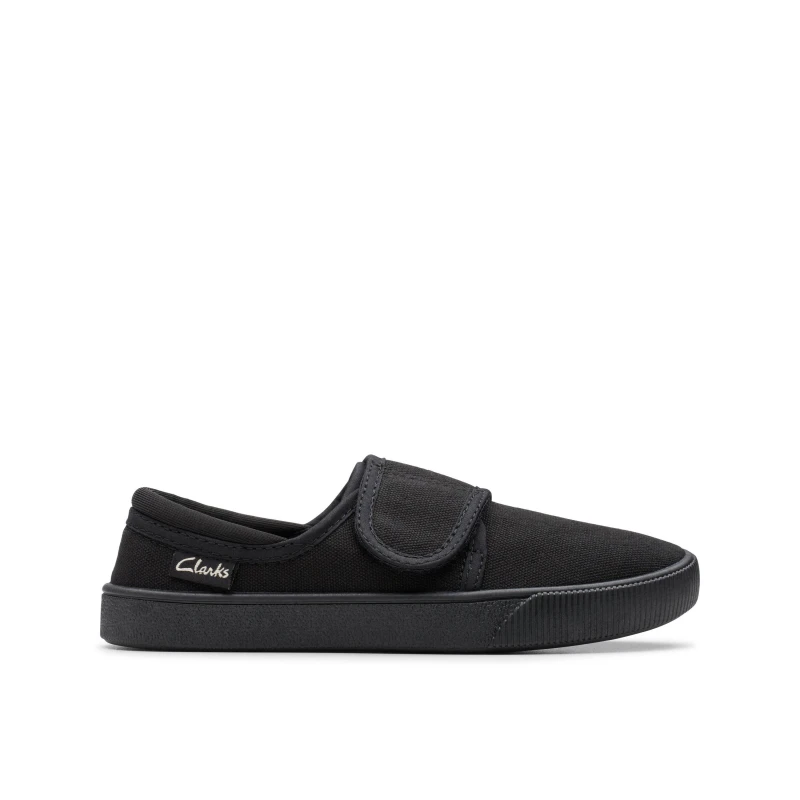 Image of Clarks Hopper Run Black Fabric Canvas Black