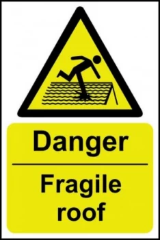 Image of Danger FragileRoof Sign Rigid 1mmPVC Brd